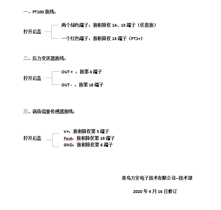 流量積算儀接線(xiàn)文字說(shuō)明（配渦街流量計(jì)使用）(圖1)